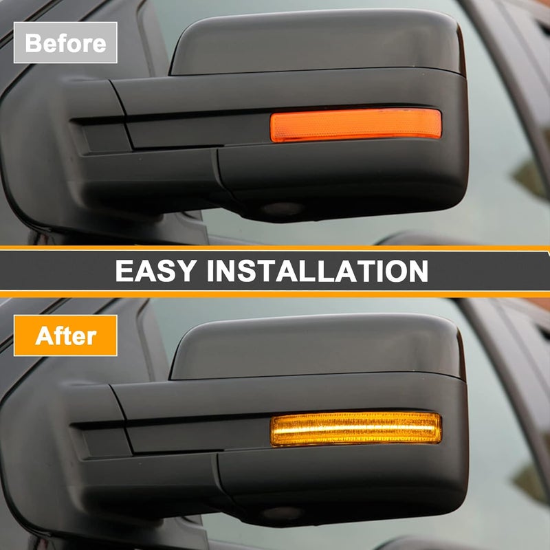 Aexploer Side Mirror Turn Signal Lights LED Assembly Compatible with F150 2009-2014/for Mark LT 2010-2014,Blink Turn Marker Lamp (Clear Len Yellow Light) - Image 3